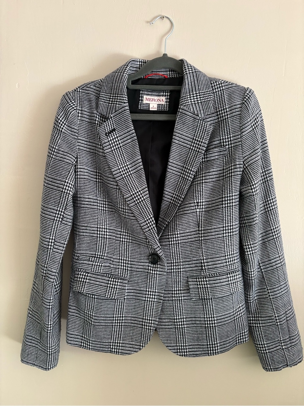 Merona Black & White Glen Plaid Tailored Blazer